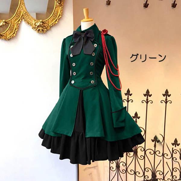ロリータ ビッグカラー ワンピース単品 クラロリ ゴスロリ 長袖あり 袖