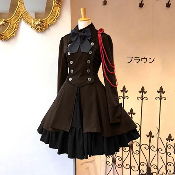 ロリータ ビッグカラー ワンピース単品 クラロリ ゴスロリ 長袖あり 袖