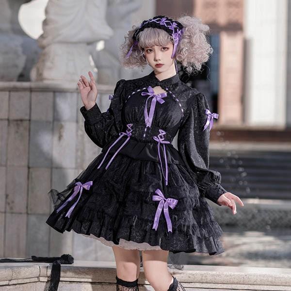 ロリータワンピース ゴスロリ クラロリ 黒 ブラック ホワイト 白 ロリータワンピース ゴスロリ クラロリ 黒 ブラック ホワイト 白