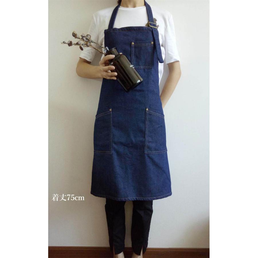 ワークエプロン カフェエプロン デニム生地 北欧風 保育士 美容師 花屋