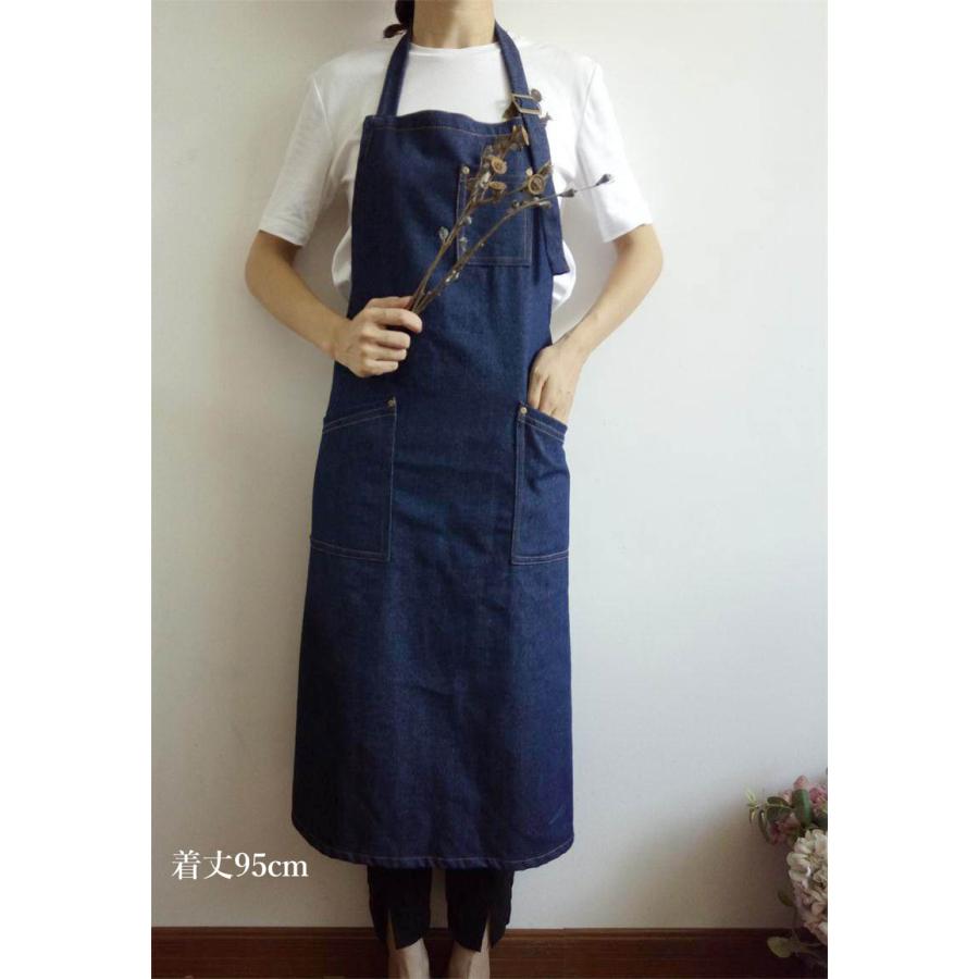 ワークエプロン カフェエプロン デニム生地 北欧風 保育士 美容師 花屋