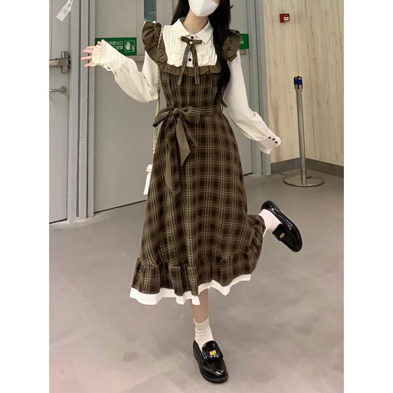 長袖 ワンピース 制服 ロリータ JK服 女子高生 チェック  スクールウェア 学園祭 文化祭 レディース 春 秋制服 学院風 ロリータ 可愛い｜every-store365｜02