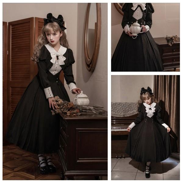 ロリータコンカフェ 衣装 セットアップ クラロリ ジャケット ワンピ 控えめ クラシカル 上品 ゴスロリ 病み可愛い メイド服 COS_2