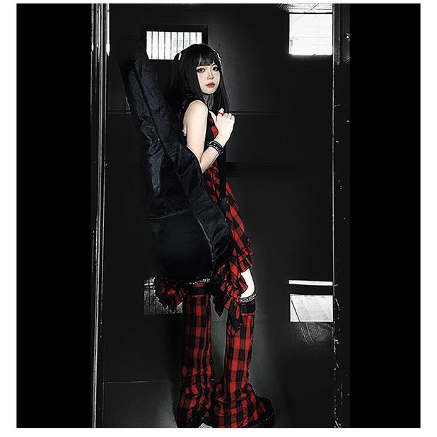 ロリータ ゴシック ゴスロリ ワンピース Aライン Lolita  パフスリーブ レース フリル 半袖 可愛い アイドル衣装 バンド ショート丈の画像