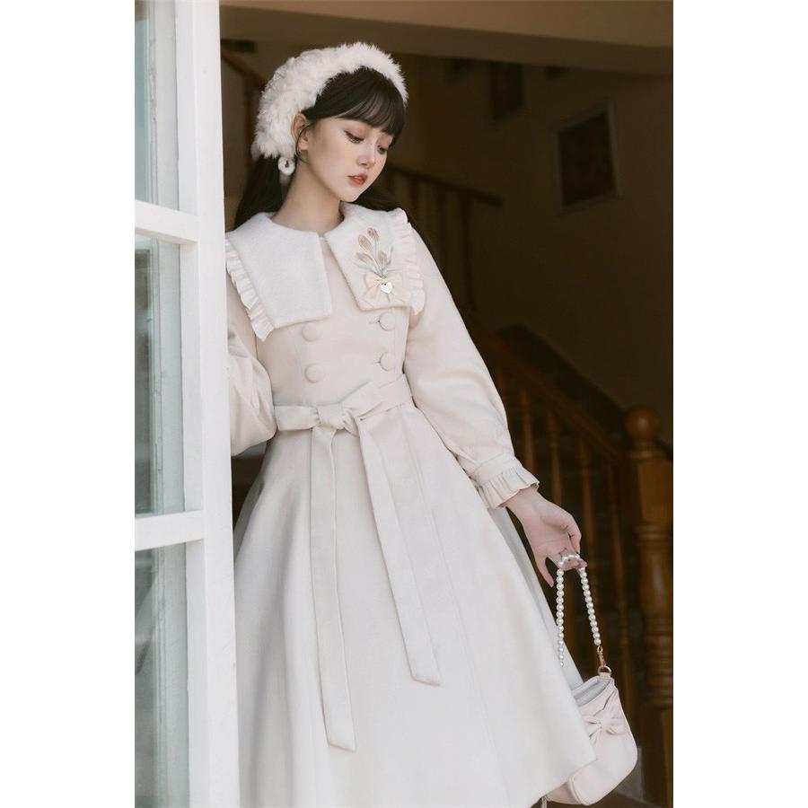 ステンカラーコート ロリータ 冬服 リボン レディース ジャケット