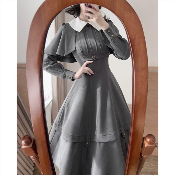 ロリータ ワンピース レディース マント ケープ ロリィタ クラシックロリータ クラロリ クラシカルロリータ レトロ 2点セット 春 秋 冬 ハイウエスト ロリータ ワンピース レディース マント ケープ ロリィタ クラシック