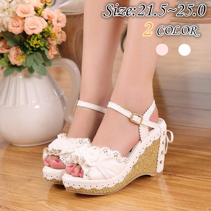 サンダル ウェッジサンダル 厚底サンダル lolita ロリ姫靴 ロリィタ