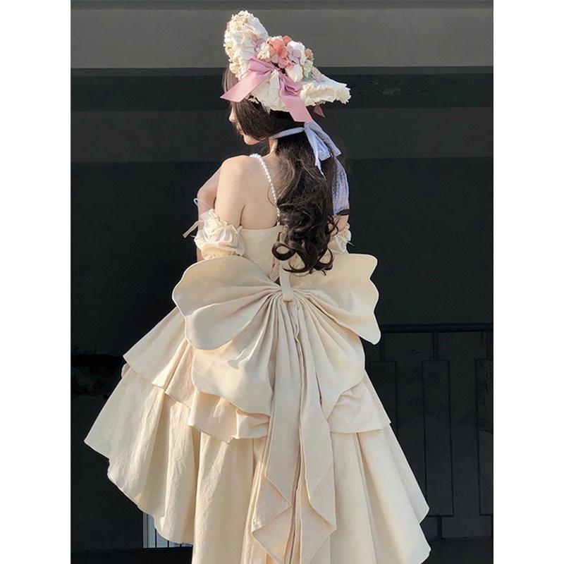 ロリータ jsk ワンピース 可愛い プリンセスドレス お姫様 Lolita ロリータ服 リボン ベージュ 可愛い アイドル衣装 コスチューム 文化祭｜every-store365｜06