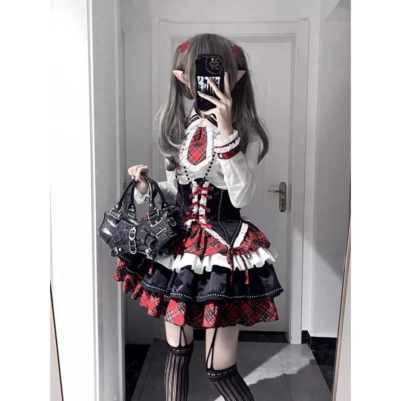 ロリータ 上下セット スカート可愛い お姫様 ブラウス スカート Lolita ロリータ服 ロリータ リボン 可愛い アイドル衣装 コスチューム コスプレ衣装_1