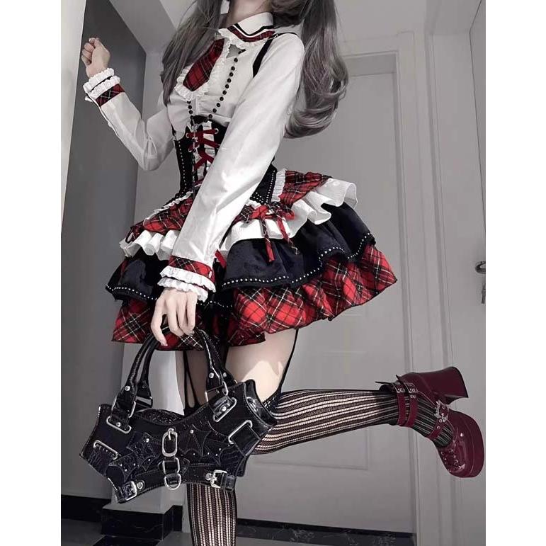 ロリータ 上下セット スカート可愛い お姫様 ブラウス スカート Lolita ロリータ服 ロリータ リボン 可愛い アイドル衣装 コスチューム コスプレ衣装_3