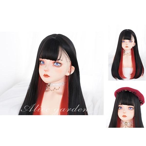 ウィッグ フルウィッグ インナーカラー メッシュ ストレート ロング