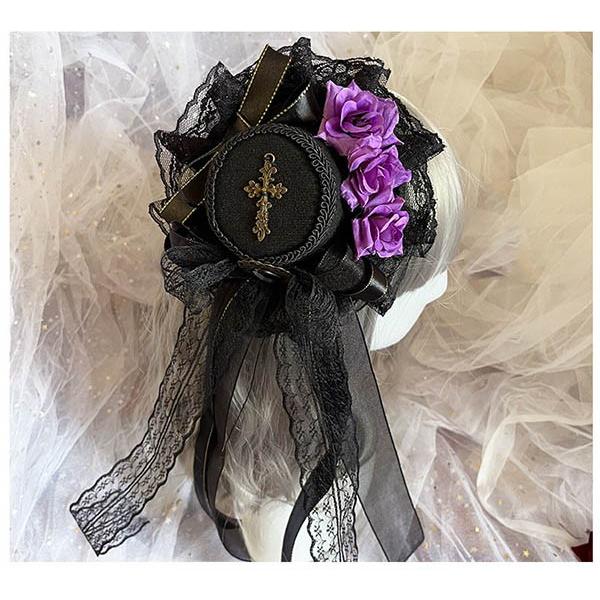 ヘッドドレス ハット ロリィタ バラ 礼装帽子 ミニハット トーク帽