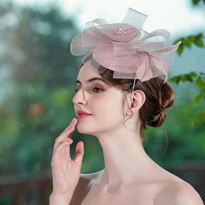 ウェディング ハットトーク帽 カクテルハット チュール 手作り