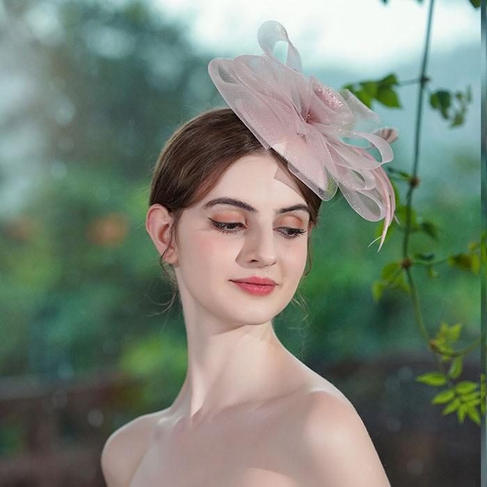 ウェディング ハットトーク帽 カクテルハット チュール 手作り