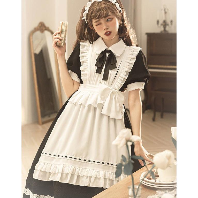 ロリータ 黒ロリ ワンピース Aライン Lolita メイド 女の子