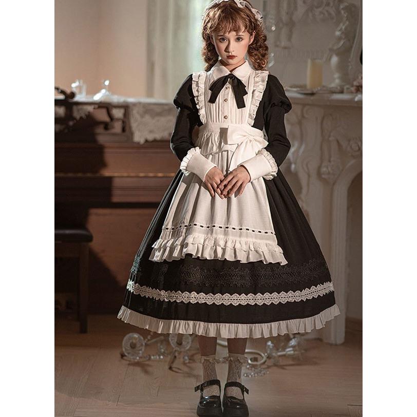 ロリータ 黒ロリ ワンピース Aライン Lolita メイド 女の子
