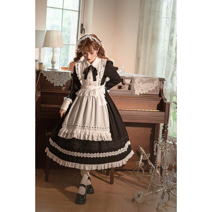 ロリータ 黒ロリ ワンピース Aライン Lolita メイド 女の子