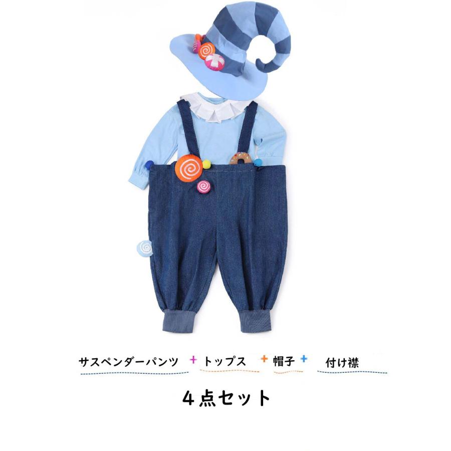 子供服 ハロウィン 女の子 男の子 セットアップ 春秋 新作 ジーンズ サスペンダーパンツ_2