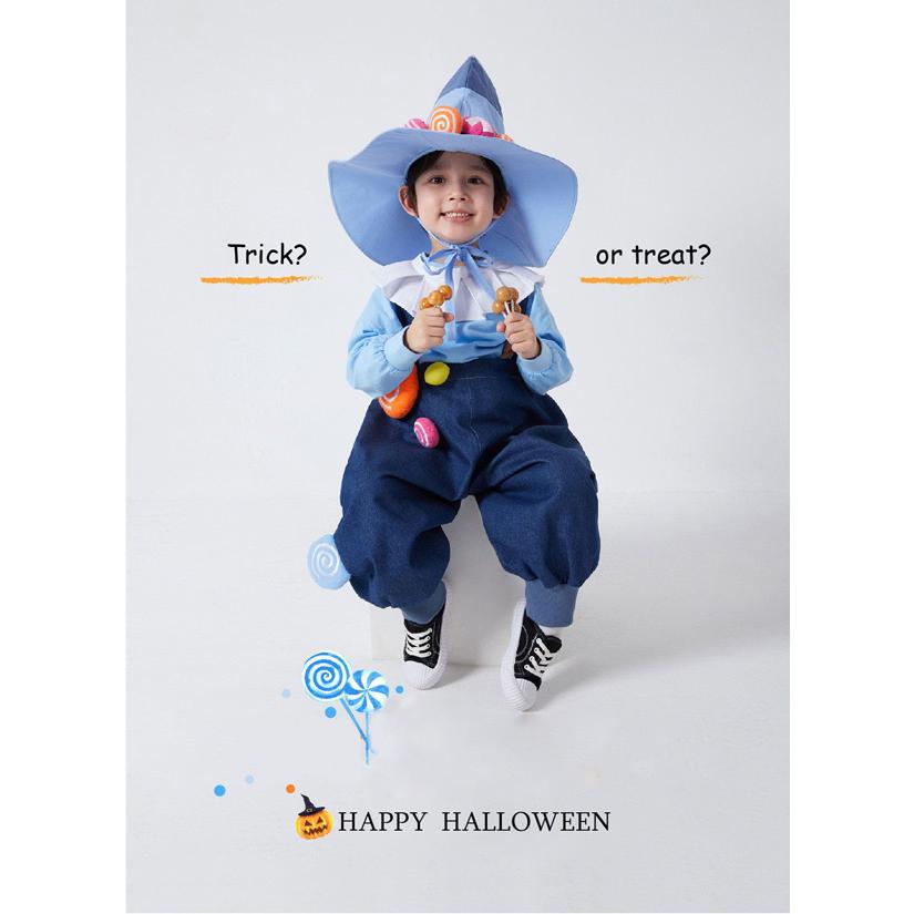 子供服 ハロウィン 女の子 男の子 セットアップ 春秋 新作 ジーンズ サスペンダーパンツ_3