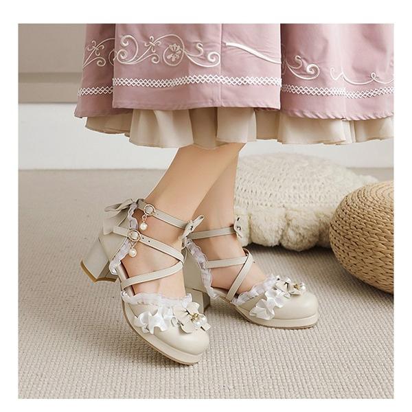 ロリータ 厚底 ロリィタパンプス ゴスロリ おでこ靴 ロリィタ靴 ヒール