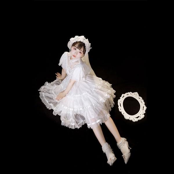ロリータ ワンピース花嫁 パーティードレス 可愛い プリンセスドレス お姫様 Lolita ロリータ服 リボン フリル 可愛いコスチューム 文化祭_1