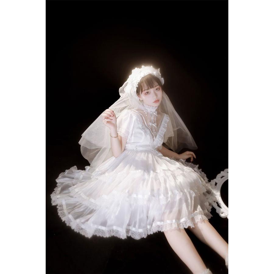 ロリータ ワンピース花嫁 パーティードレス 可愛い プリンセスドレス お姫様 Lolita ロリータ服 リボン フリル 可愛いコスチューム 文化祭_3