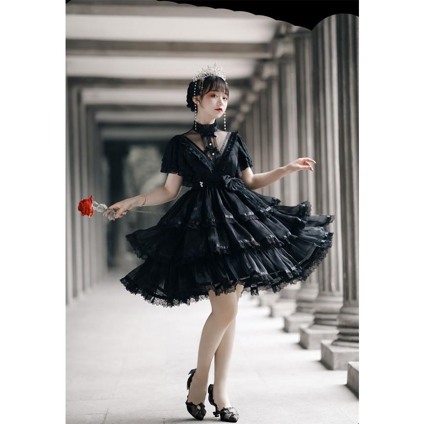 ロリータ ワンピース花嫁 パーティードレス 可愛い プリンセスドレス お姫様 Lolita ロリータ服 リボン フリル 可愛いコスチューム 文化祭_7