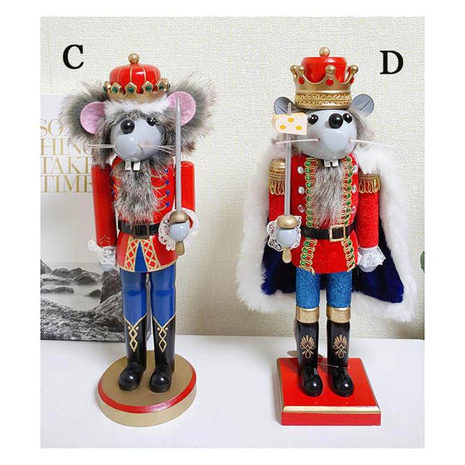 くるみ割り人形 置物 木製 国王人形 ネズミの王様 祝日 手作り 40cm 工芸品 洋風の画像