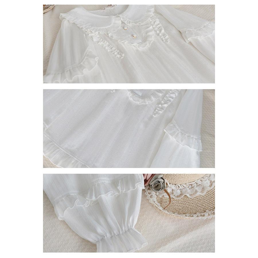 Lolita JSK ロリータ 鹿 刺繍 シャツ マント 秋野鹿鳴 お姫様 プリンセス リボン本 コーデュロイ コットン フェイクファー シアー Aライン_10
