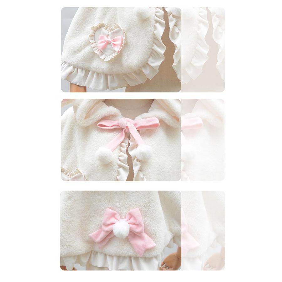 Lolita JSK ロリータ 鹿 刺繍 シャツ マント 秋野鹿鳴 お姫様 プリンセス リボン本 コーデュロイ コットン フェイクファー シアー Aライン_11