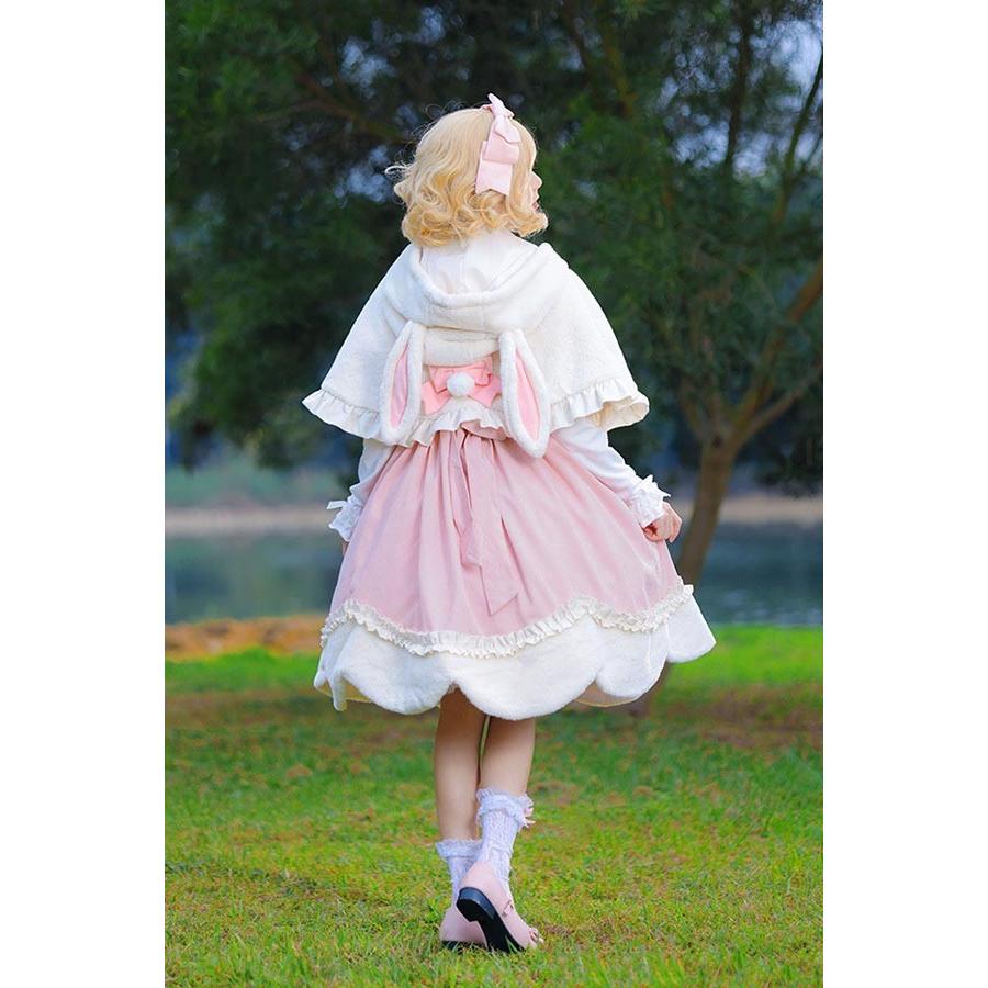 Lolita JSK ロリータ 鹿 刺繍 シャツ マント 秋野鹿鳴 お姫様 プリンセス リボン本 コーデュロイ コットン フェイクファー シアー Aライン_4