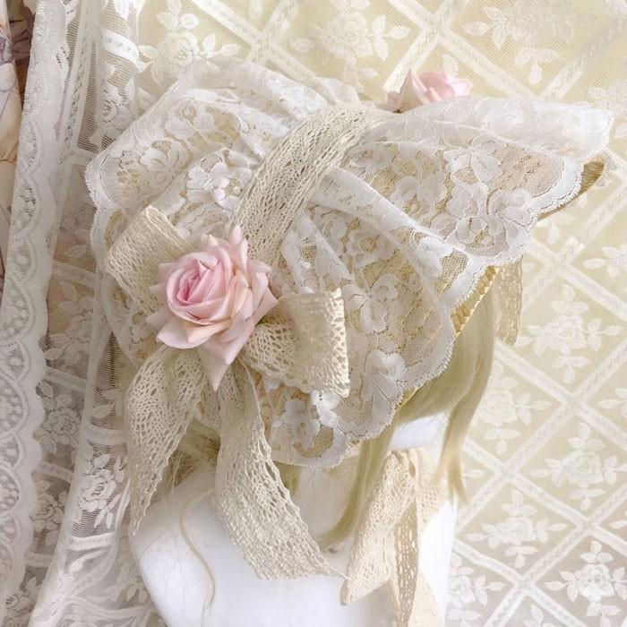 ヘッドドレス 花飾り 貴族フレンチレトロボネット 帽 Lolita 手作り