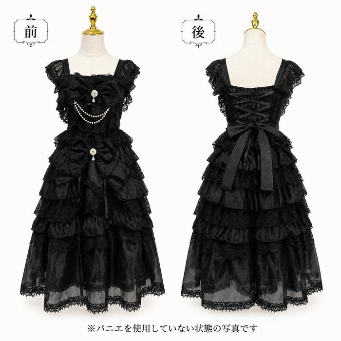 ゴシックロリータドレス レディース 黒 ロリータワンピース ブラック