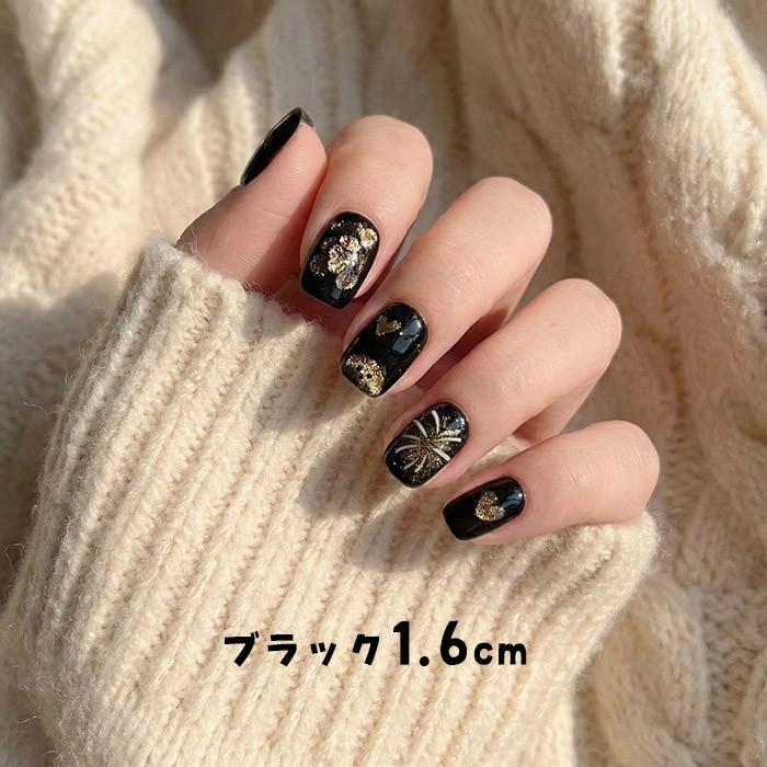 ブラック ネイルチップ ゴールド デザイン フルカバー 付け爪 ロング