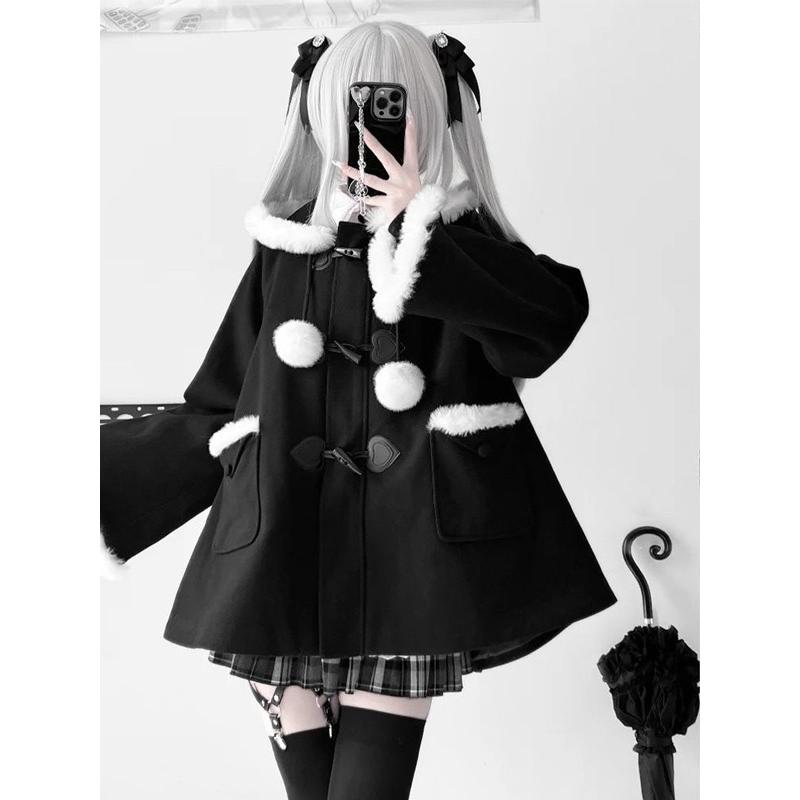 量産型 ダッフルコート 地雷系 コート ステンカラーコート ショート丈