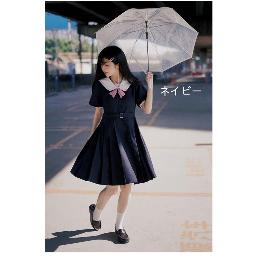 jk ワンピース グレー 夏 セーラー服 灰 半袖 膝丈 中学生 高校生 制服