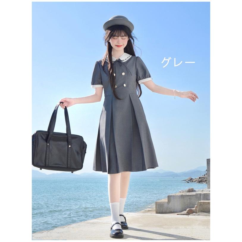 jk ワンピース グレー 夏 セーラー服 灰 半袖 膝丈 中学生 高校生 制服 学生制服 夏服 大きいサイズ 小学生 カジュアル 体型カバー 可愛い ワンピ 女子高生 学生服 通学 セーラー 海軍風 上品 大人 通勤 日常 制服風  S M L 2L jk ワンピース グレー 夏 セーラー服 灰 半袖 膝丈 中学生 高校生 制服