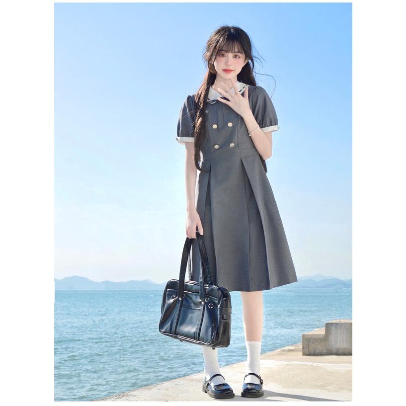 jk ワンピース グレー 夏 セーラー服 灰 半袖 膝丈 中学生 高校生 制服