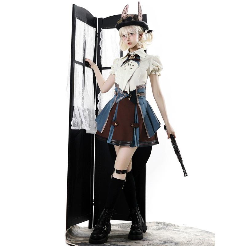 王子風ロリータ 車掌風 少年装 3点セット スカート 夏 半袖 上品