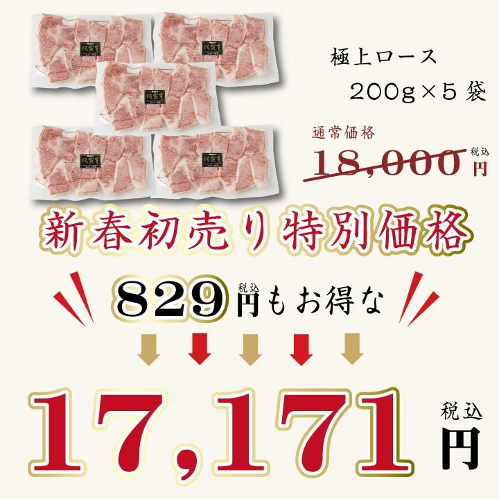 牛肉 黒毛和牛 A5等級 佐賀牛 ロース 焼肉 カット 200グラム／5パック 合計1キログラムセット 