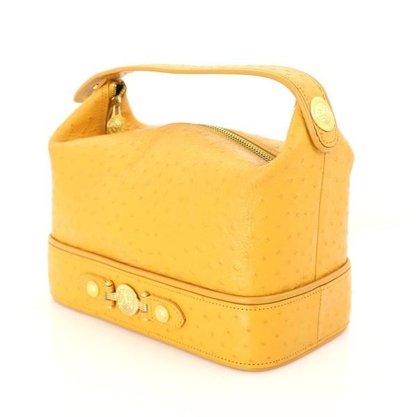 VERSACE　ジャンニ・ヴェルサーチ　 のオーストリッチバニティ ジャンニヴェルサーチ GianniVersace ライトブラウン オーストリッチ