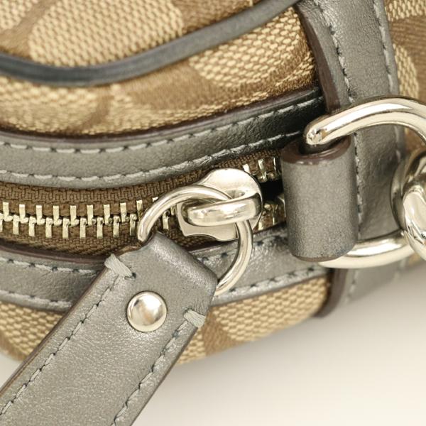 コーチ COACH シグネチャー ベージュ シルバー PVC ショルダーバッグ