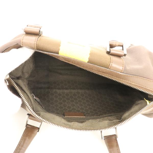 グッチ GUCCI ブラウン イエロー レザー キャンバス ミニボストン