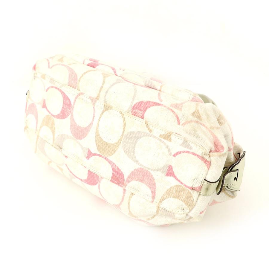 コーチ COACH シグネチャー ホワイト×ピンク キャンバス×レザー ドーム