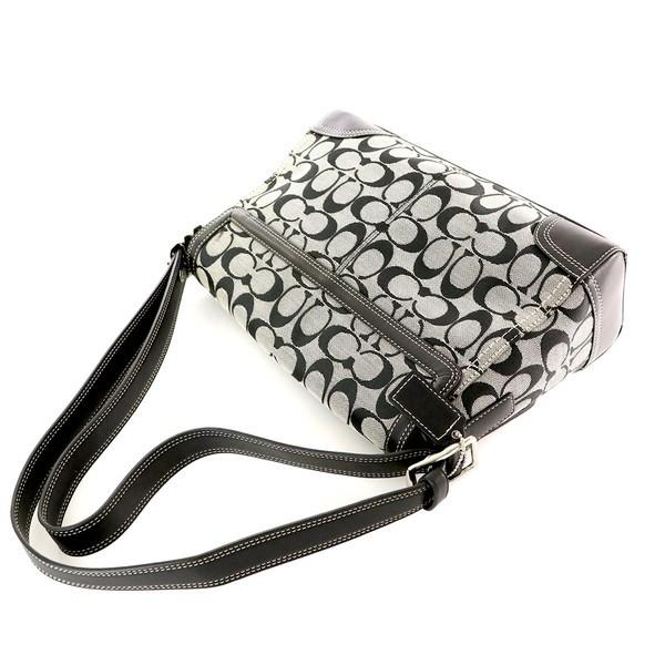 美品 コーチ COACH シグネチャー ブラック キャンバスレザー 美品 コーチ COACH シグネチャー ブラック キャンバスレザー