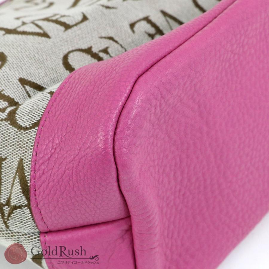 ADMJ LOVE ショルダーバッグ ピンク キャンバス レザー アクセソワ  