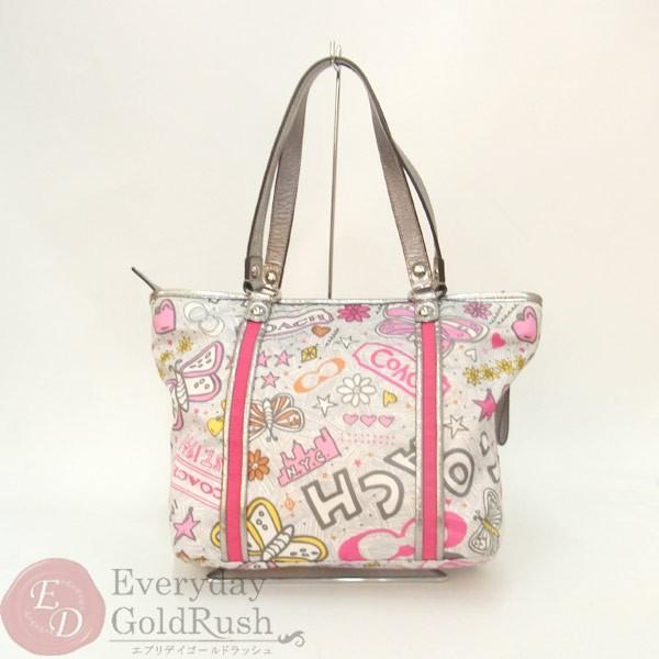 コーチ COACH ショルダーバッグ F15712 ピンク グレー 蝶 ナイロン