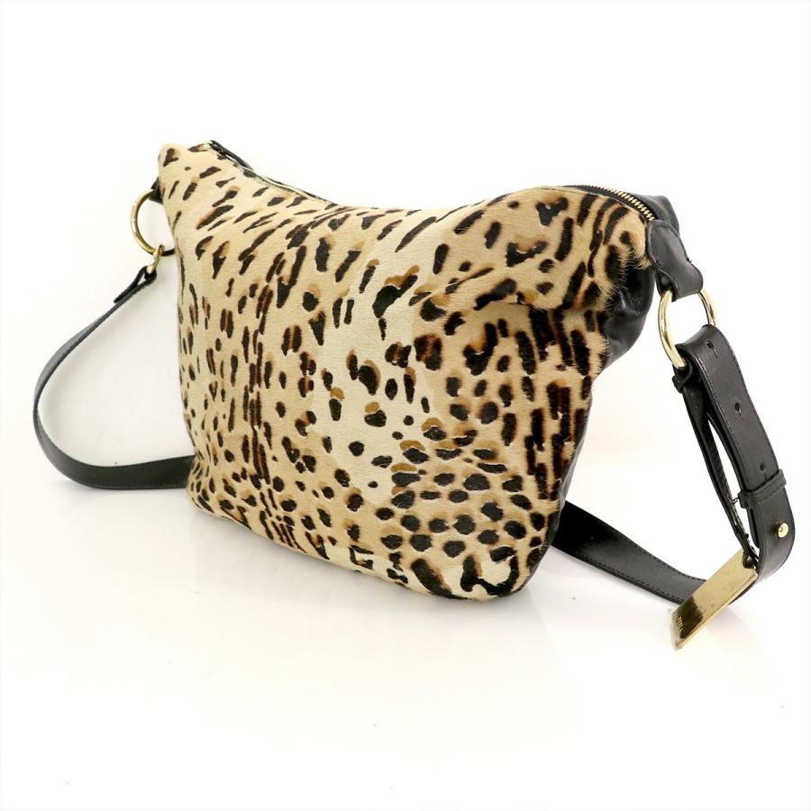フルラ FURLA ブラック ハラコ レザー レオパード ショルダーバッグ 