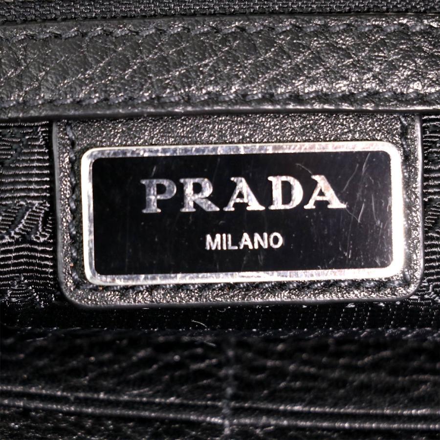 プラダ PRADA ブラック レザー セカンドバッグ バッグ メンズ 【mi】【中古】｜everydaygoldrush｜08