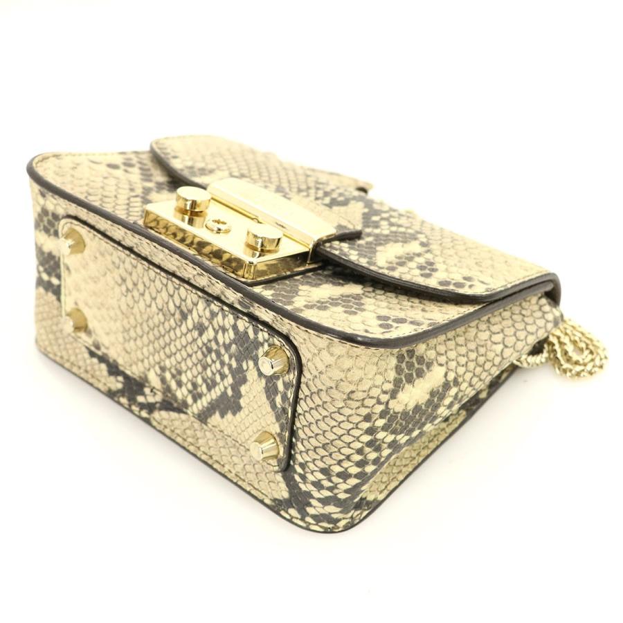 フルラ FURLA ブラウン パイソン柄 合皮 チェーンショルダーバッグ